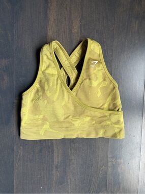 Gymshark Olive Camo Seamless Crossback Sports Bra Size Medium